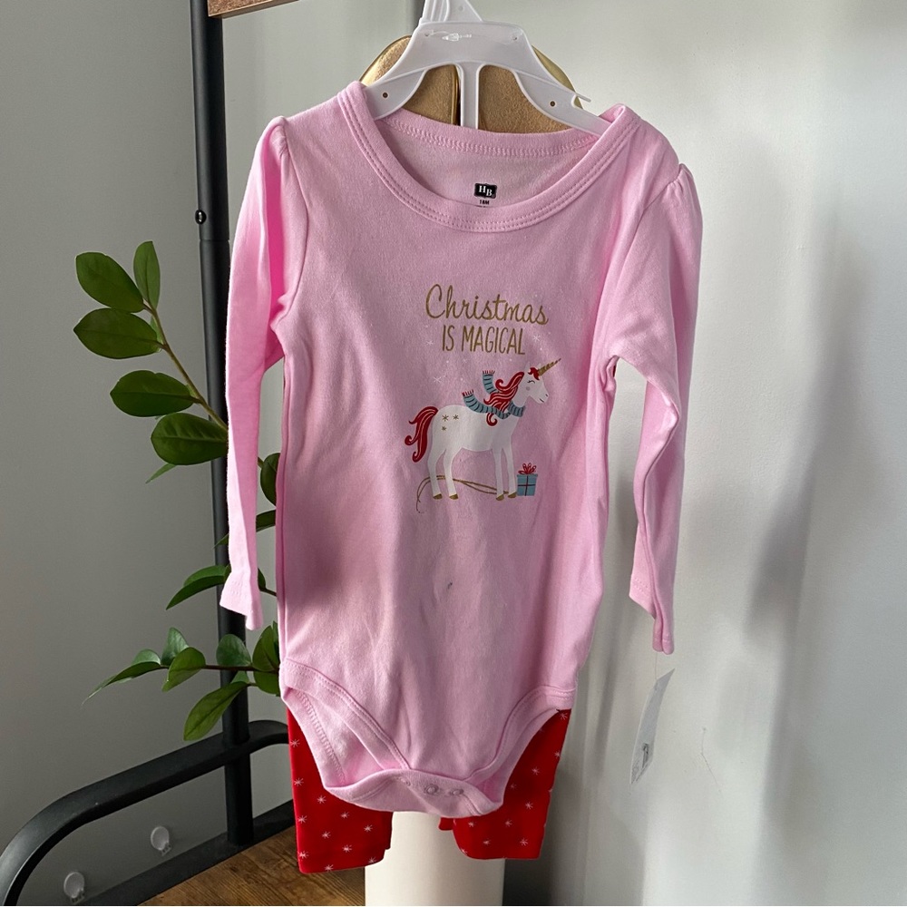 Hudson Baby Baby Cotton Bodysuit Pant and Shoe Set Magical Christmas 12-18 M